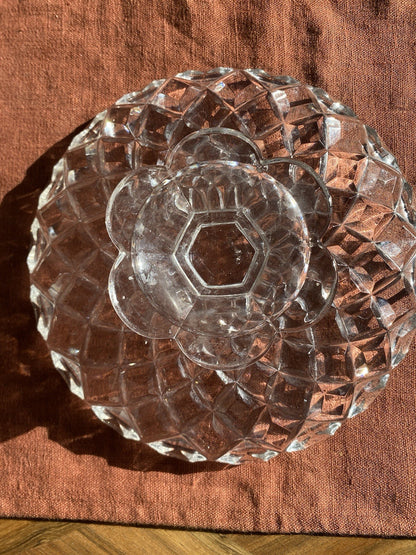 Coupe Baccarat cristal taillé – décor pointe de diamant – signée