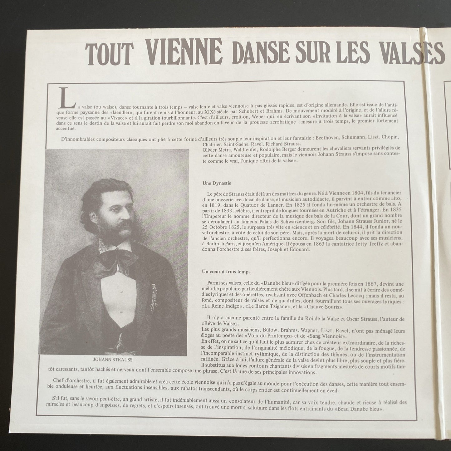 Vinyle 33T Johann Strauss valses célèbres Tout Vienne danse