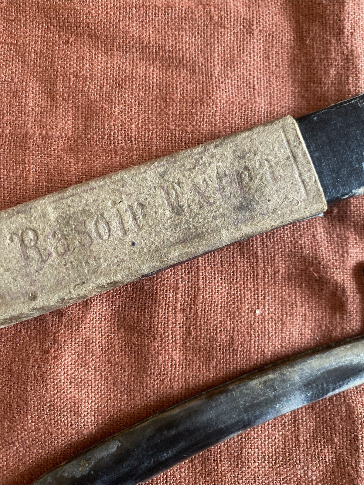 Rasoir coupe-choux ancien Sheffield, lame acier, avec étui d’origine