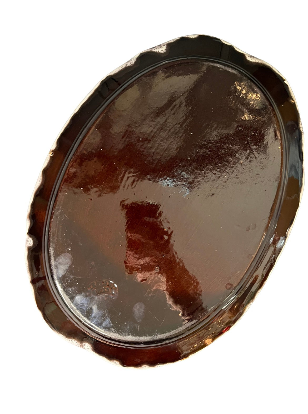 Grand plat de service en faïence ovale