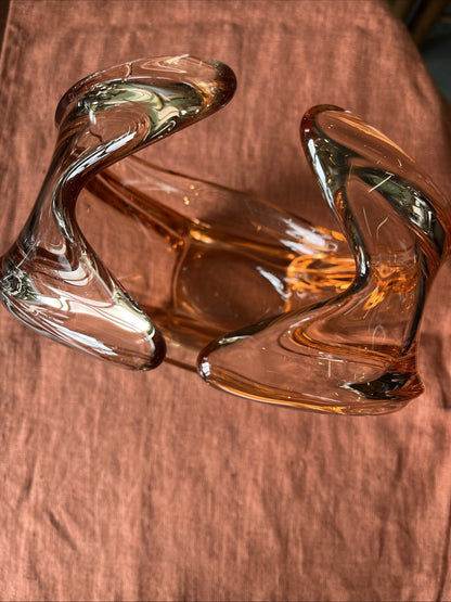 Corbeille, Centre De Table / Vide Poche Orange Verre Cristallin