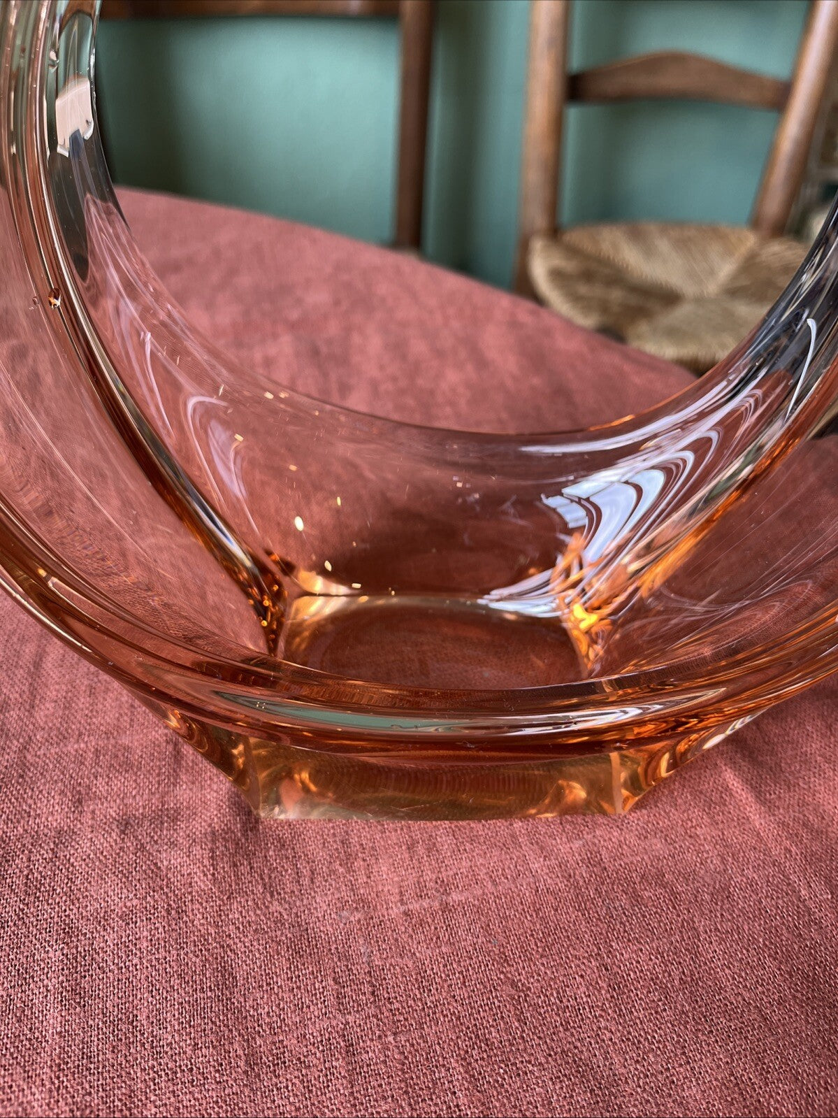 Corbeille, Centre De Table / Vide Poche Orange Verre Cristallin