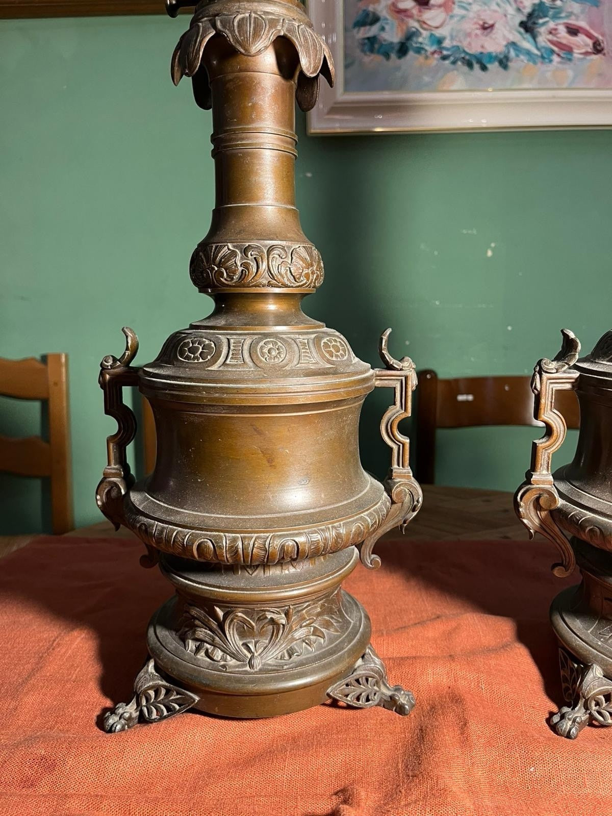 Paire de grandes lampes anciennes Napoléon III