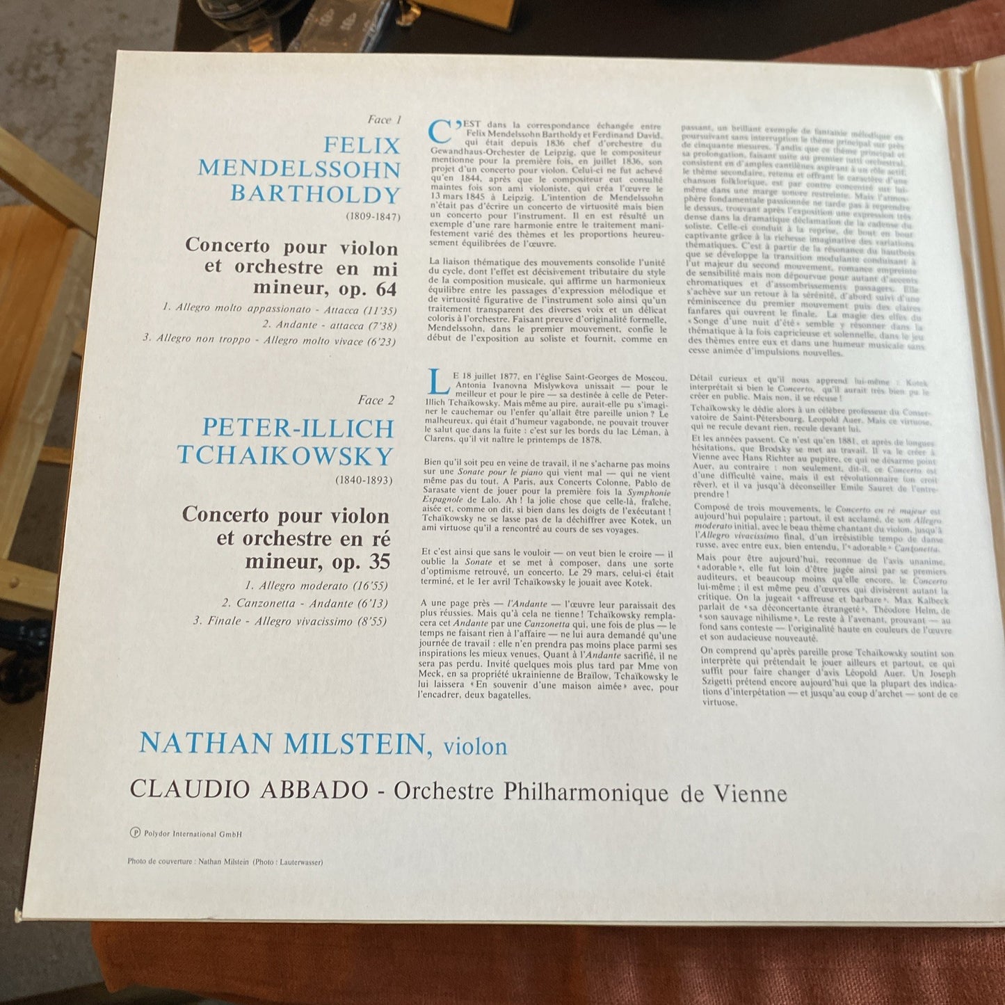Vinyle LP Mendelssohn Tchaikovsky Milstein Abbado DG