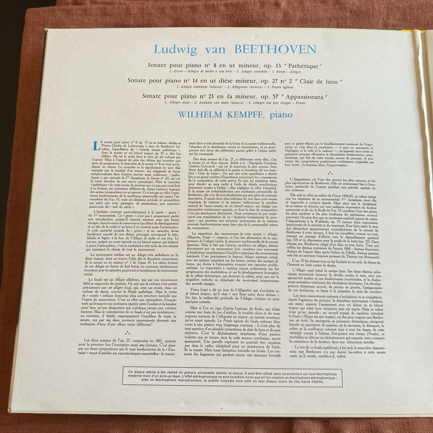 Vinyle 33T Beethoven Sonates Kempff Deutsche Grammophon