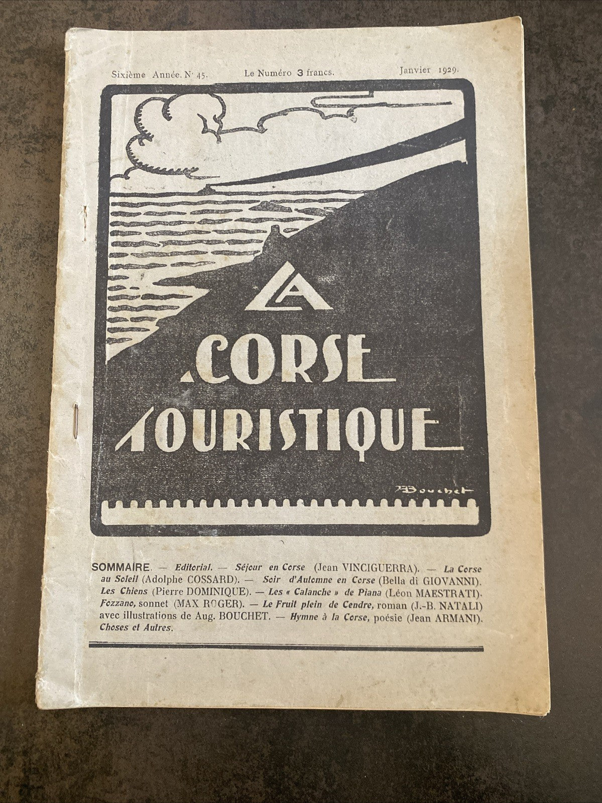 Revue ancienne La Corse Touristique – Janvier 1929 – couverture illustrée