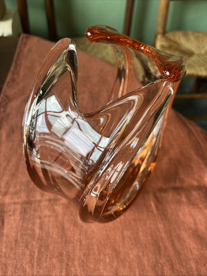 Corbeille, Centre De Table / Vide Poche Orange Verre Cristallin