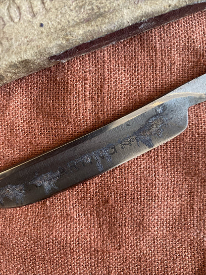 Rasoir coupe-choux ancien Sheffield, lame acier, avec étui d’origine