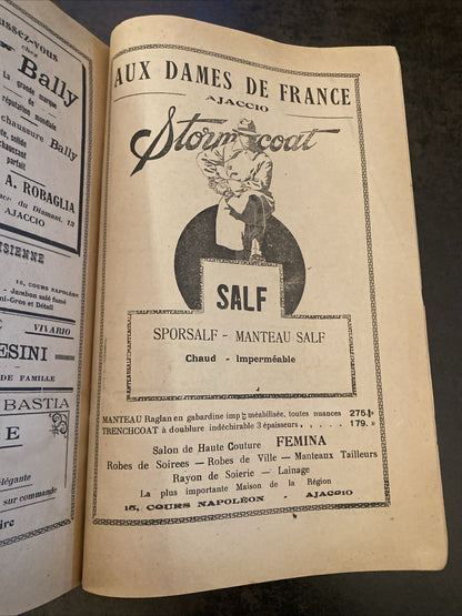 La Corse Touristique 1929 revue ancienne pub Ajaccio Soieries Lyonnaises