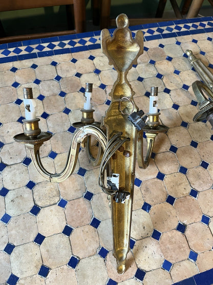 Paire d’appliques en bronze style Louis XVI 3 branches