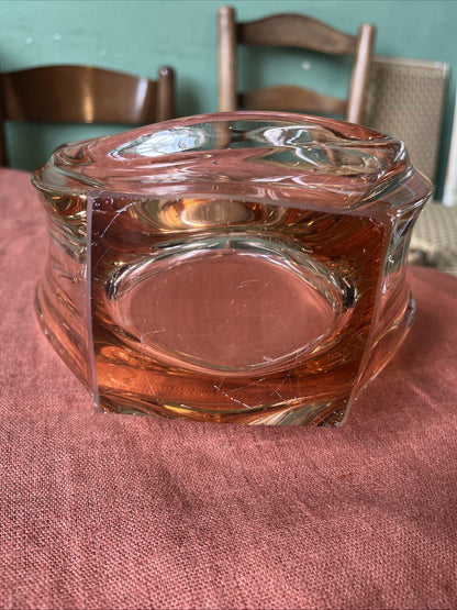 Corbeille, Centre De Table / Vide Poche Orange Verre Cristallin