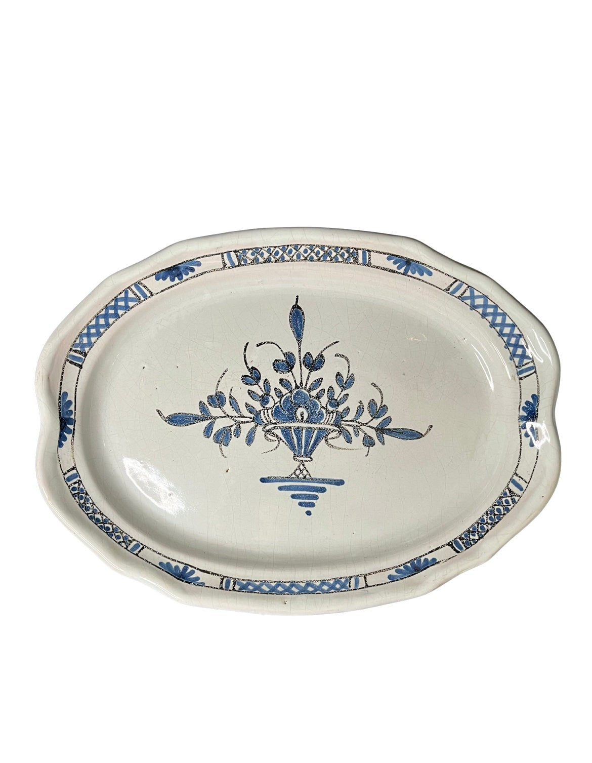 Grand plat de service en faïence ovale