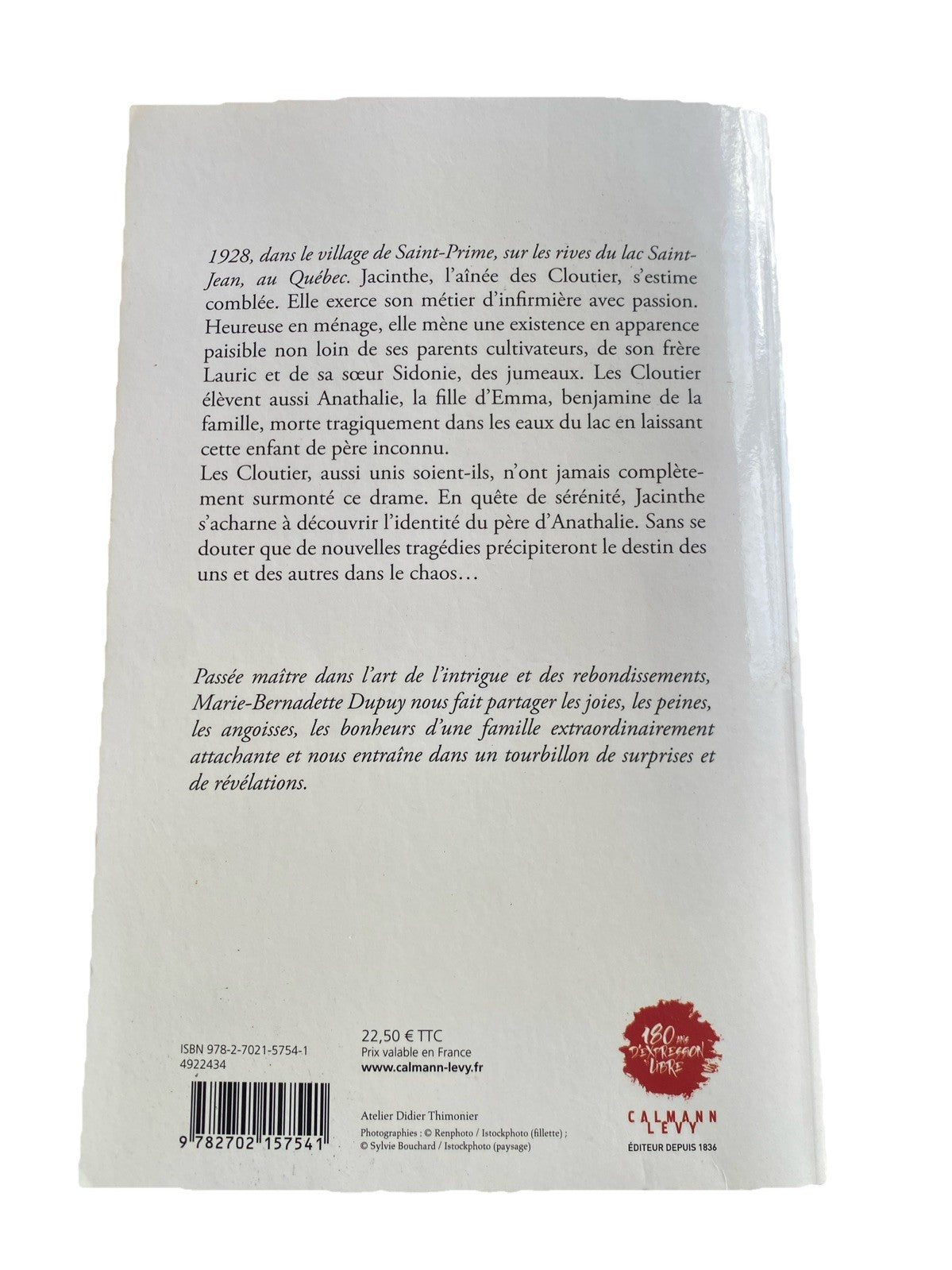 Marie-Bernadette Dupuy Les sortilèges du lac dos du livre