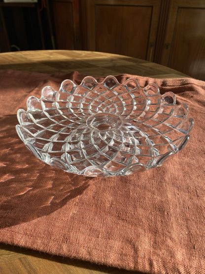 Coupe Baccarat cristal taillé – décor pointe de diamant – signée