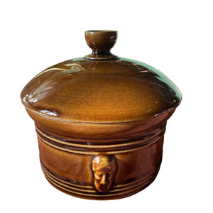 Pot En Grès Vernissé Détail Visages