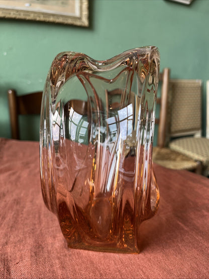 Corbeille, Centre De Table / Vide Poche Orange Verre Cristallin