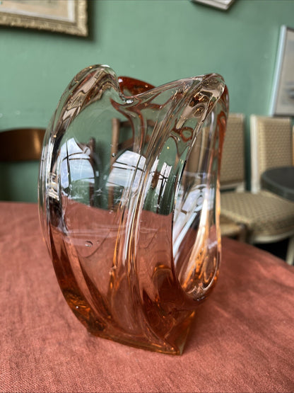 Corbeille, Centre De Table / Vide Poche Orange Verre Cristallin