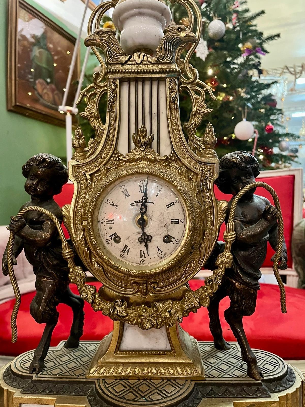 Pendule de cheminée Napoléon III aux angelo, XIXe Siècle