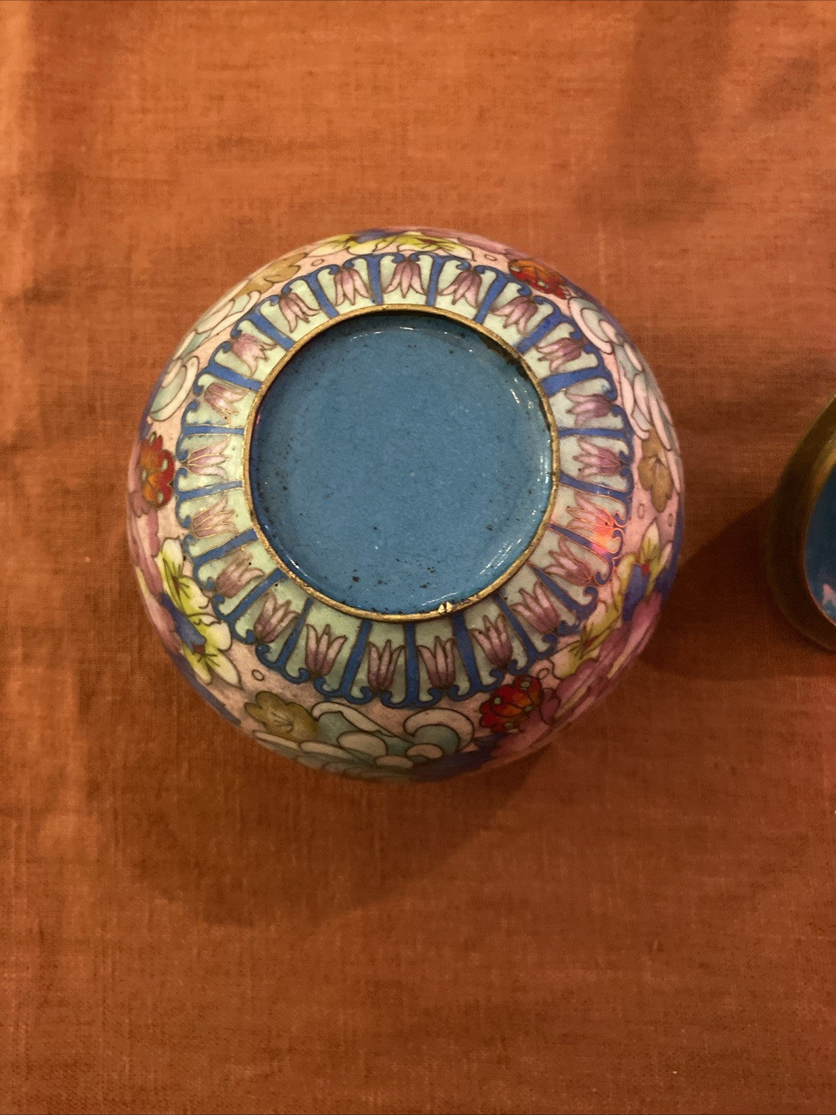 Pot Bonbonnière Cloisonnée  Émaillée Chinoise Décor Floral Polychrome