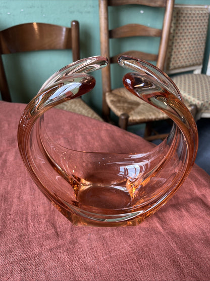 Corbeille, Centre De Table / Vide Poche Orange Verre Cristallin