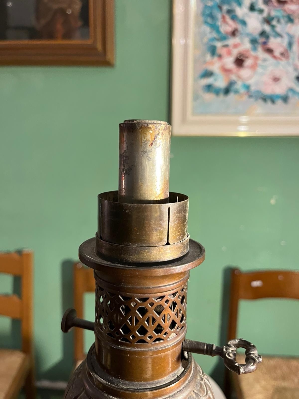 Paire de grandes lampes anciennes Napoléon III