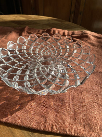 Coupe Baccarat cristal taillé – décor pointe de diamant – signée