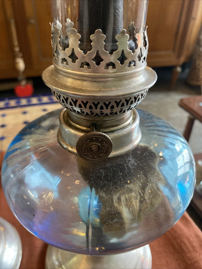 Paire de lampes à pétrole anciennes en verre – décoratives