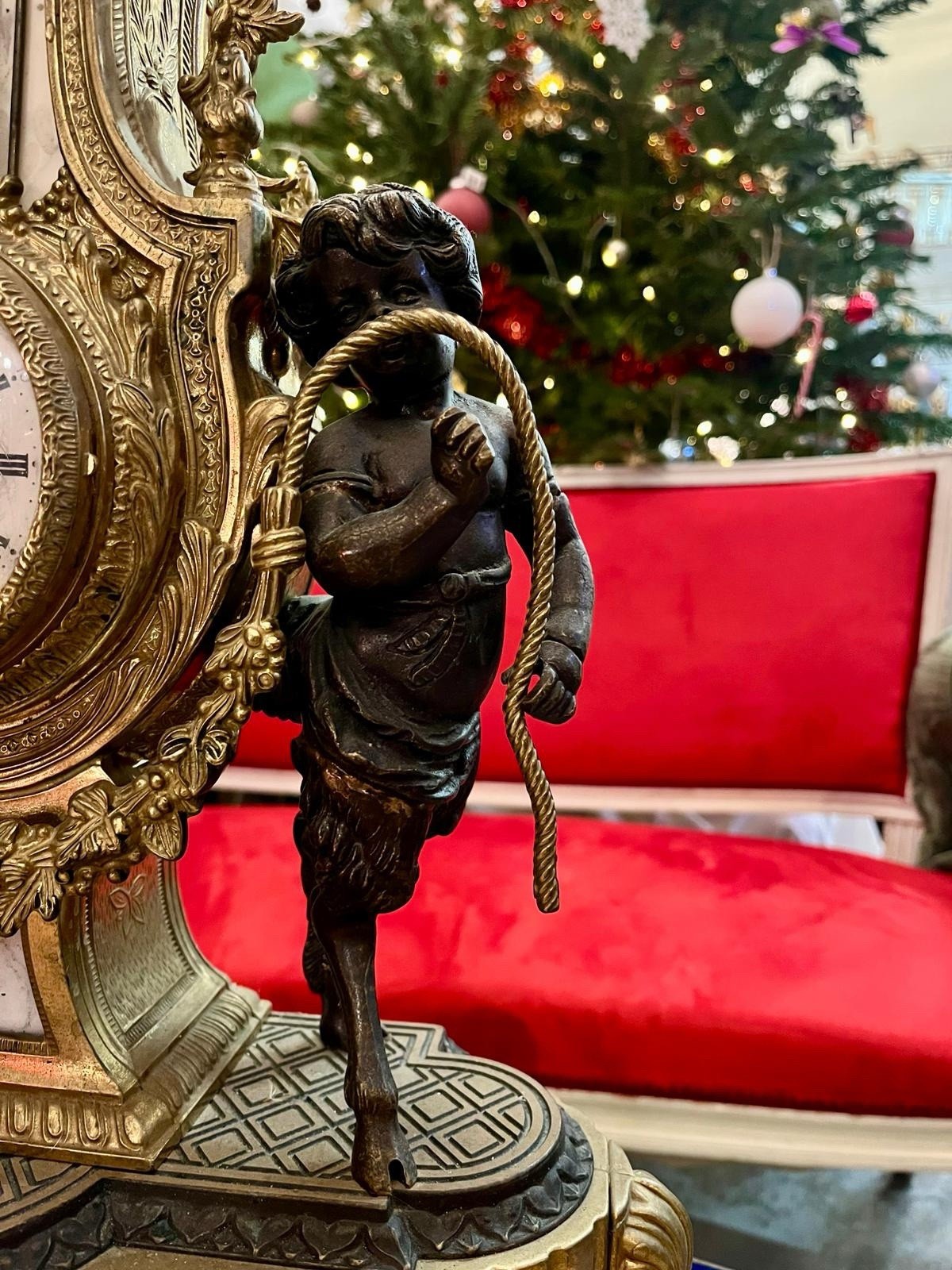 Pendule de cheminée Napoléon III aux angelo, XIXe Siècle