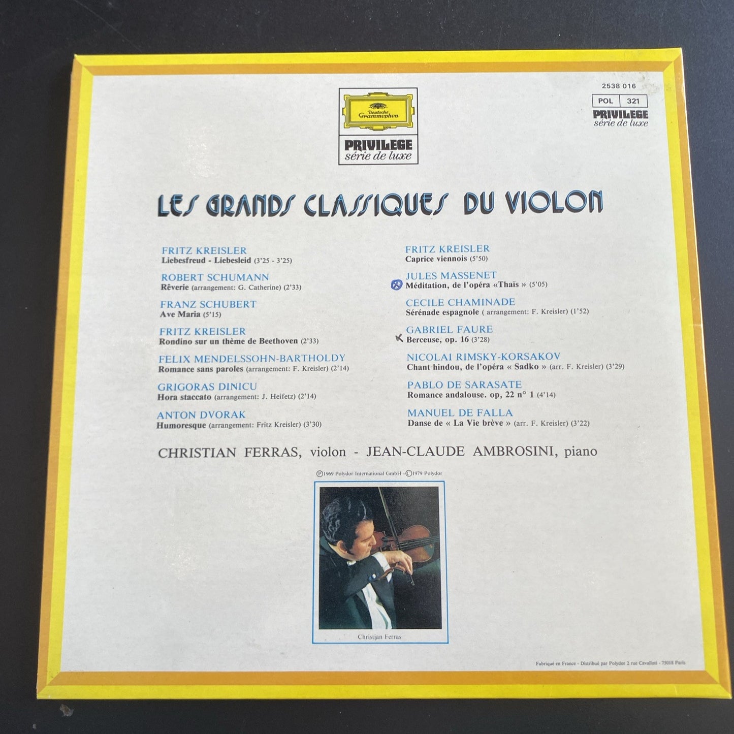 Vinyle 33T Les grands classiques du violon Ferras Ambrosini