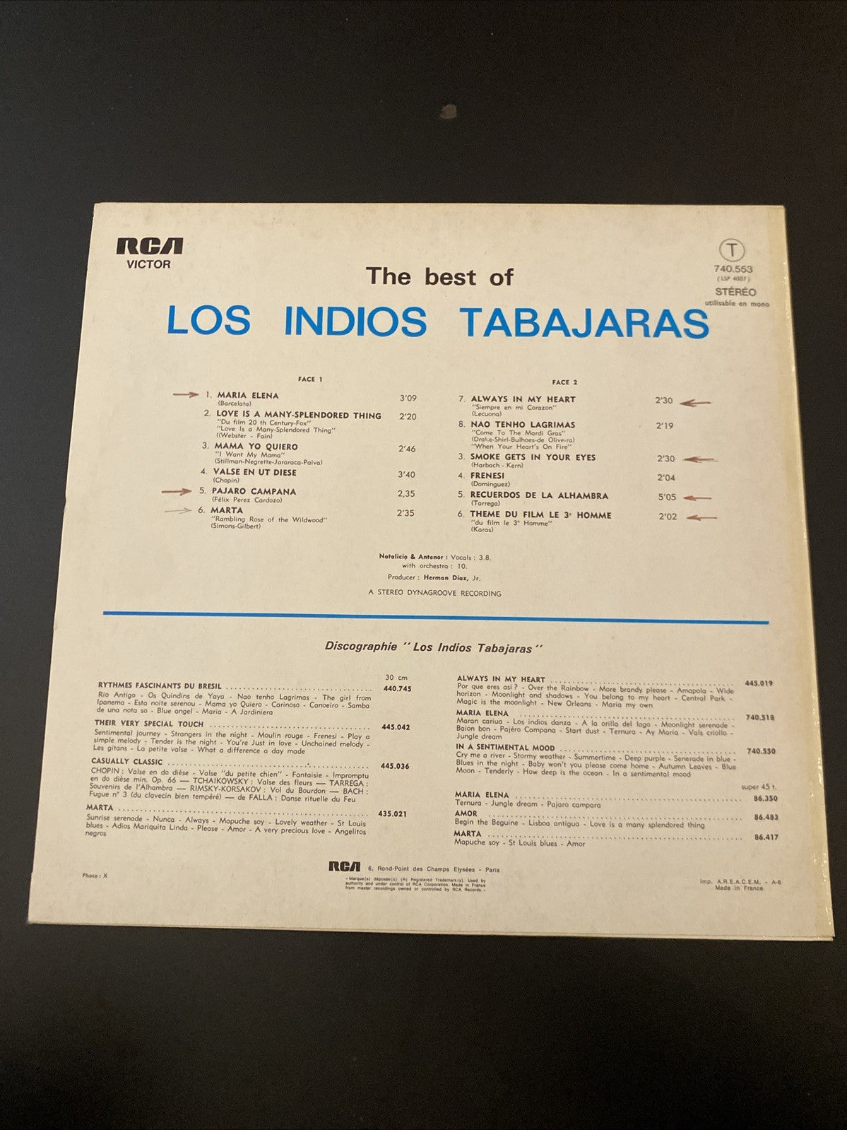 Vinyle The Best of Los Indios Tabajaras (RCA Victor)