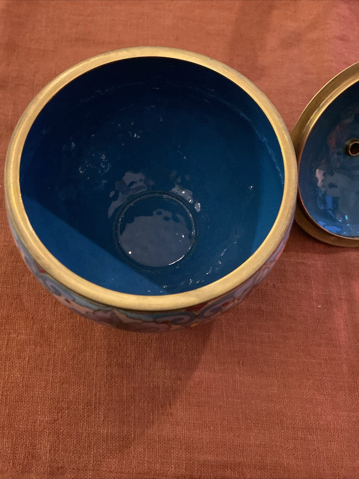 Pot Bonbonnière Cloisonnée  Émaillée Chinoise Décor Floral Polychrome