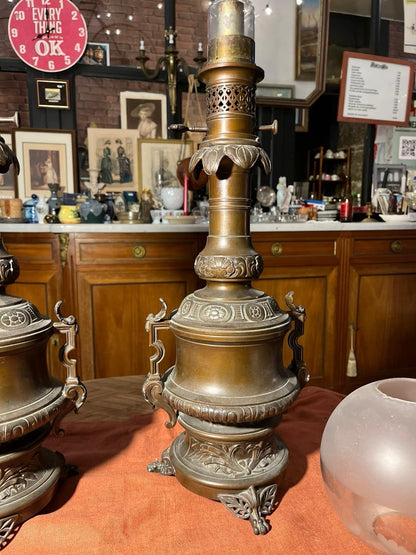 Paire de grandes lampes anciennes Napoléon III