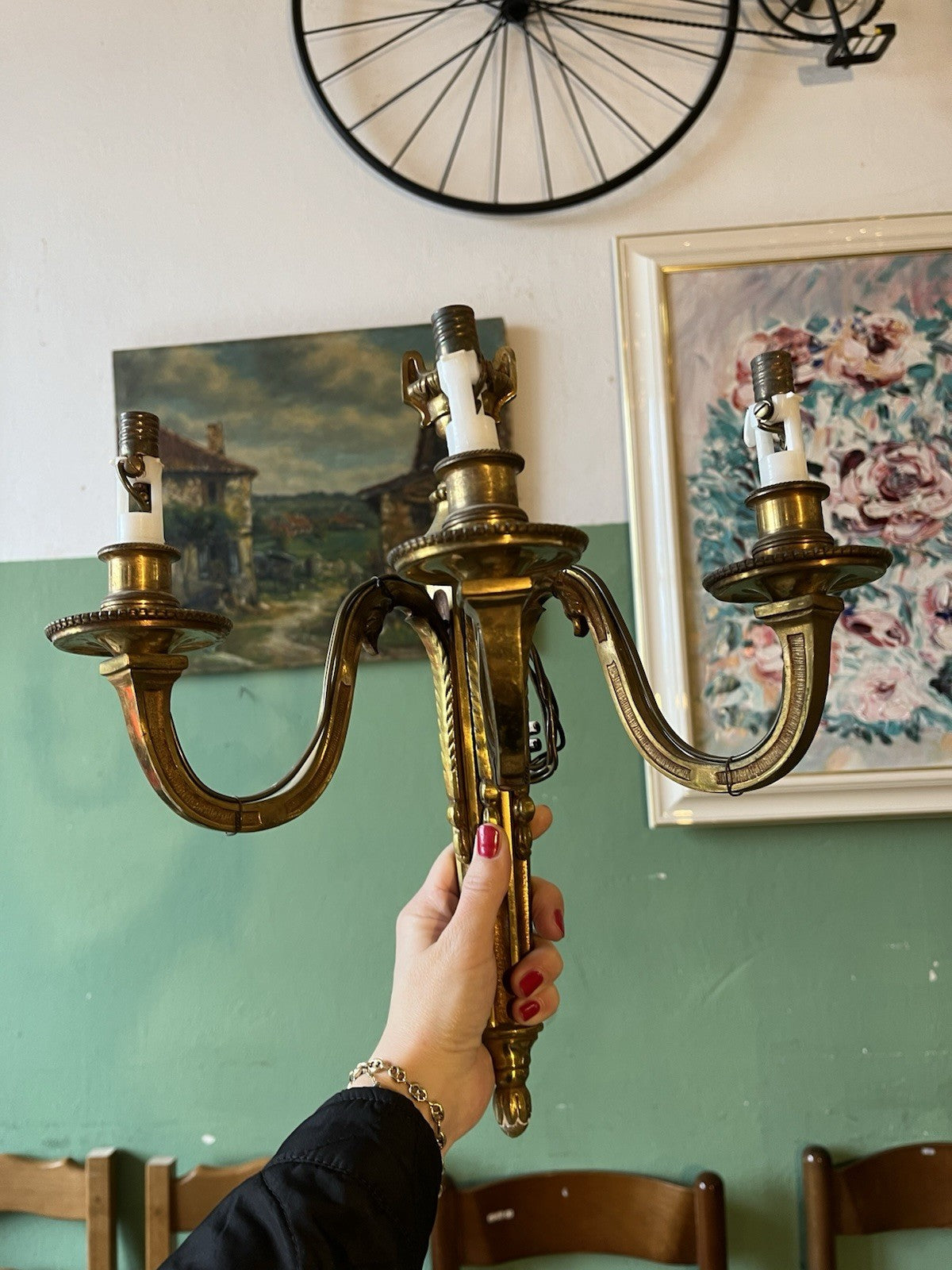 Paire d’appliques en bronze style Louis XVI 3 branches