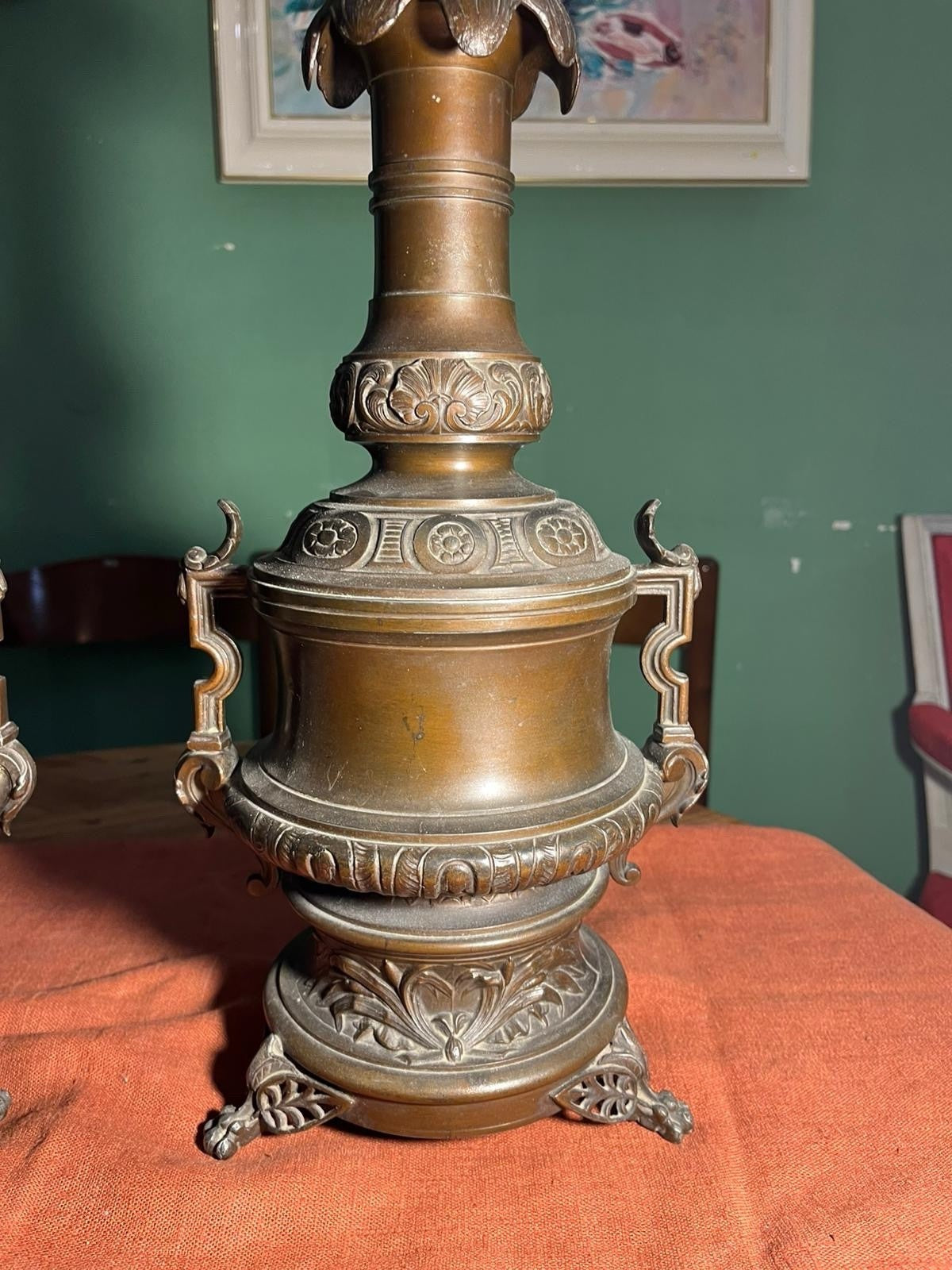 Paire de grandes lampes anciennes Napoléon III