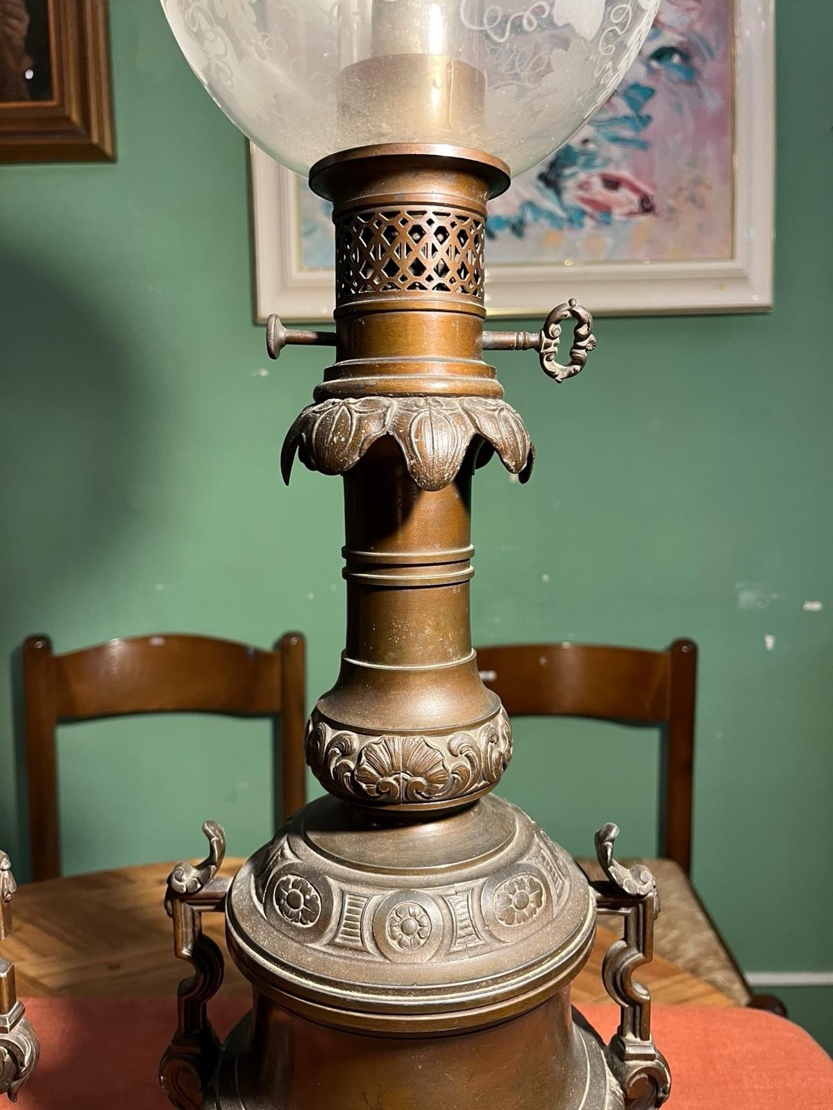 Paire de grandes lampes anciennes Napoléon III