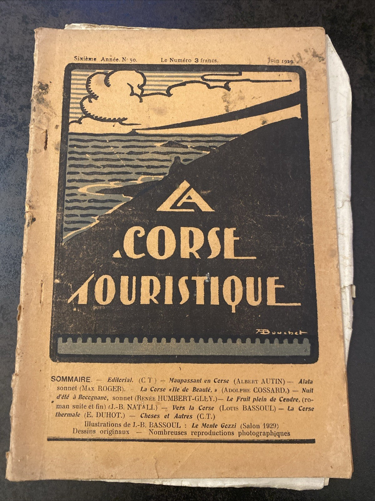 Revue ancienne “La Corse Touristique” – Juin 1929 – couverture illustrée