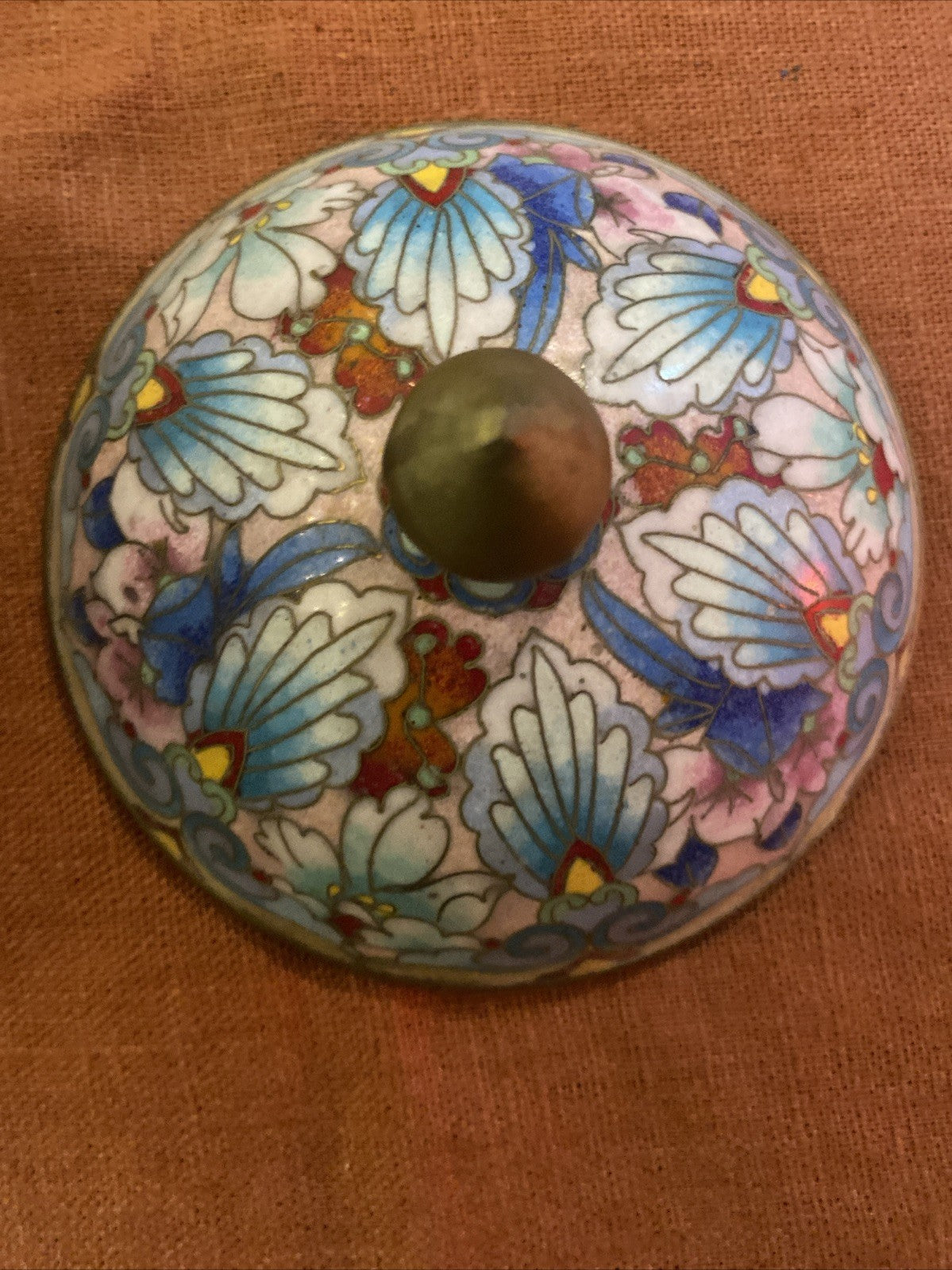 Pot Bonbonnière Cloisonnée  Émaillée Chinoise Décor Floral Polychrome