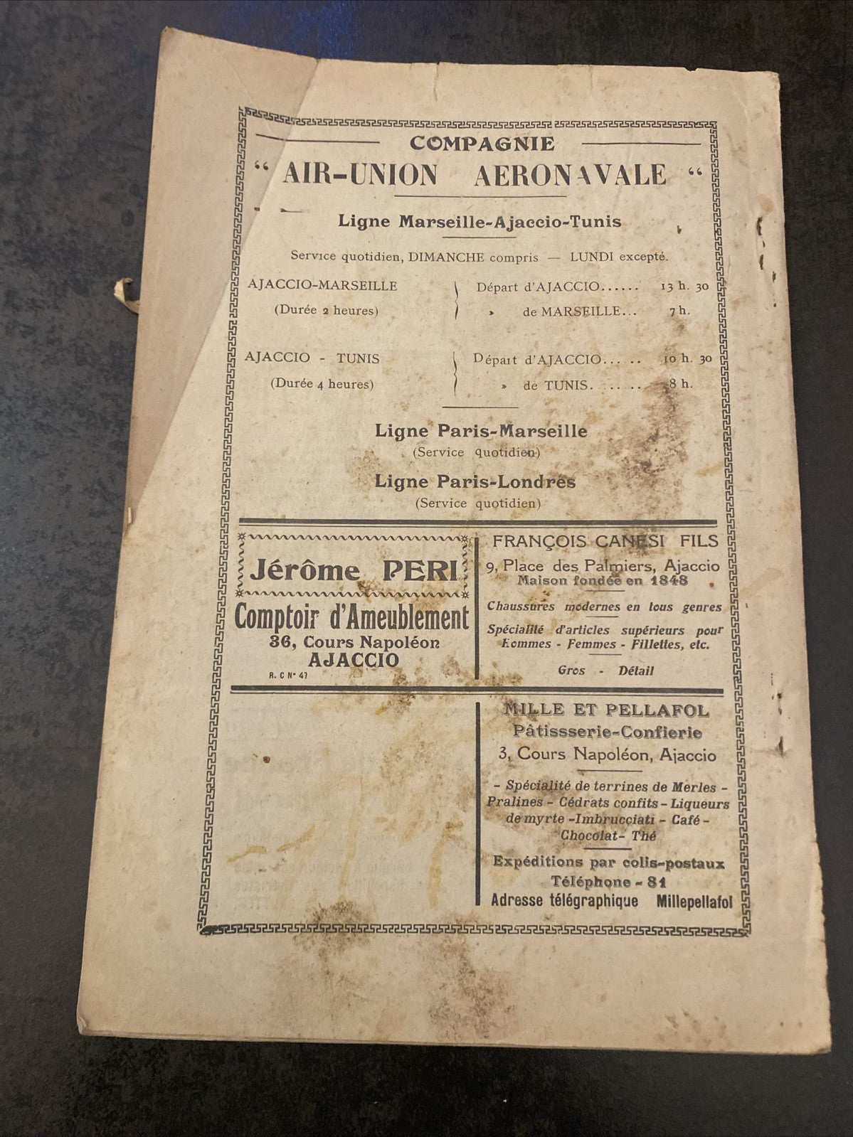 La Corse Touristique 1929 revue ancienne pub Ajaccio Soieries Lyonnaises