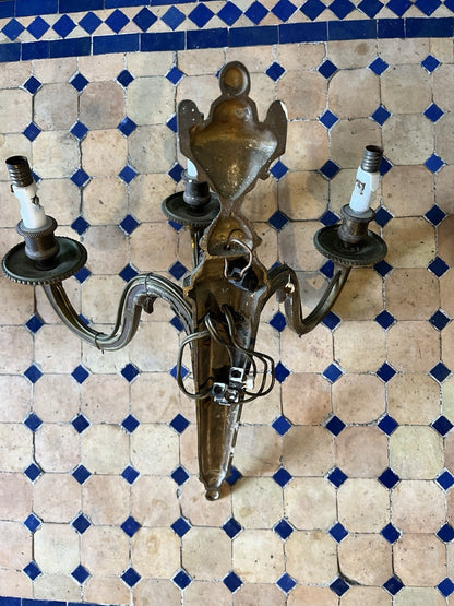 Paire d’appliques en bronze style Louis XVI 3 branches