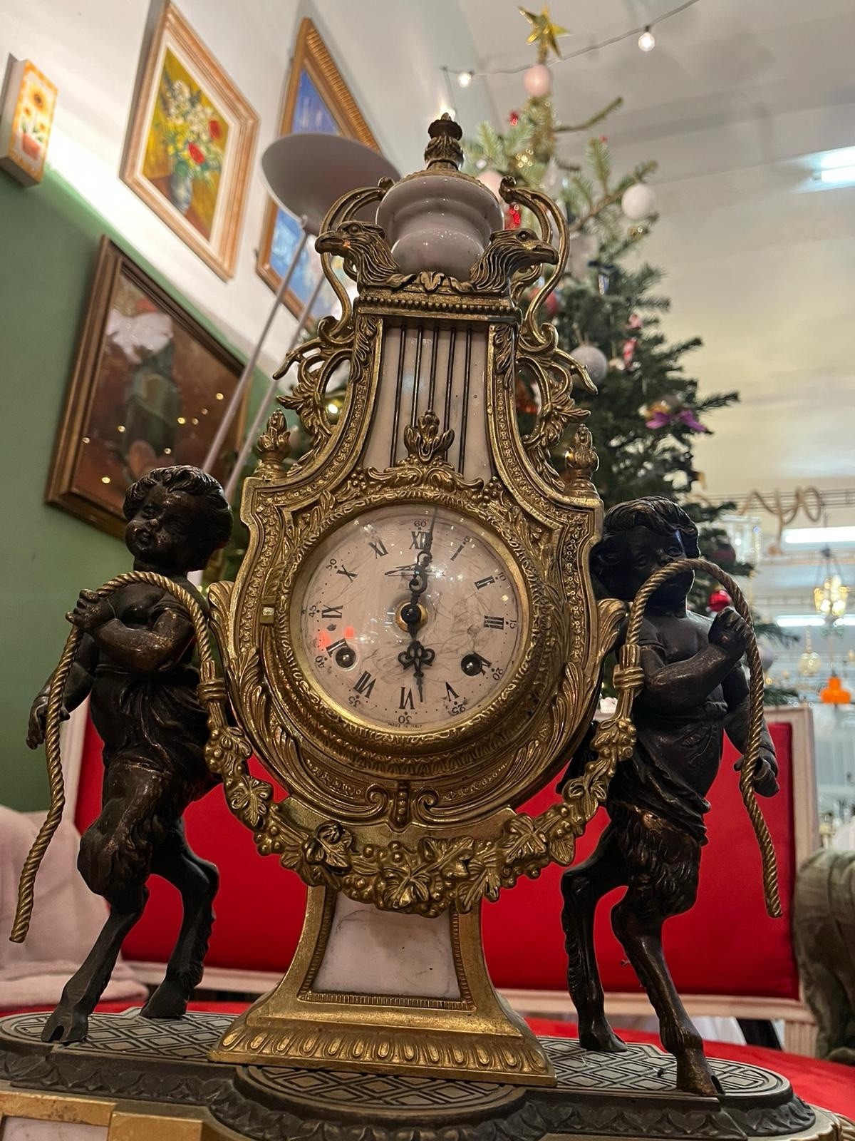 Pendule de cheminée Napoléon III aux angelo, XIXe Siècle