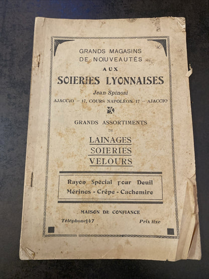 La Corse Touristique 1929 revue ancienne pub Ajaccio Soieries Lyonnaises