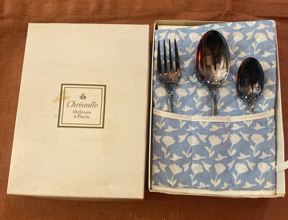 Coffret Christofle 3 Couverts En Métal Argenté Pour Enfant