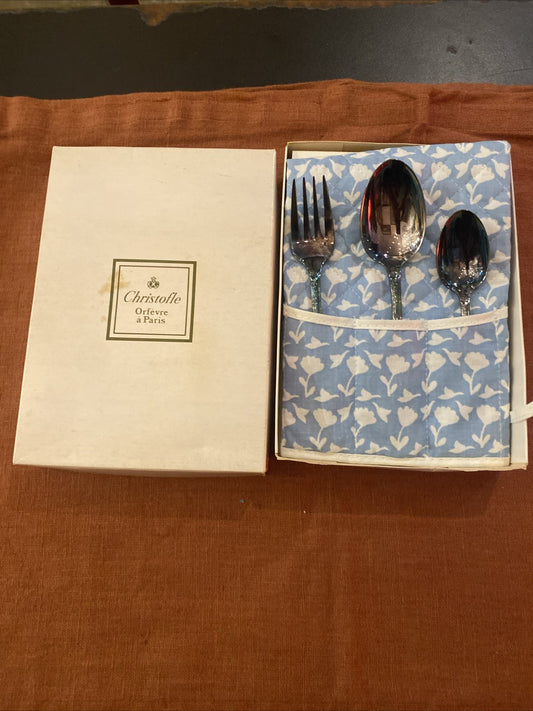 Coffret Christofle 3 Couverts En Métal Argenté Pour Enfant