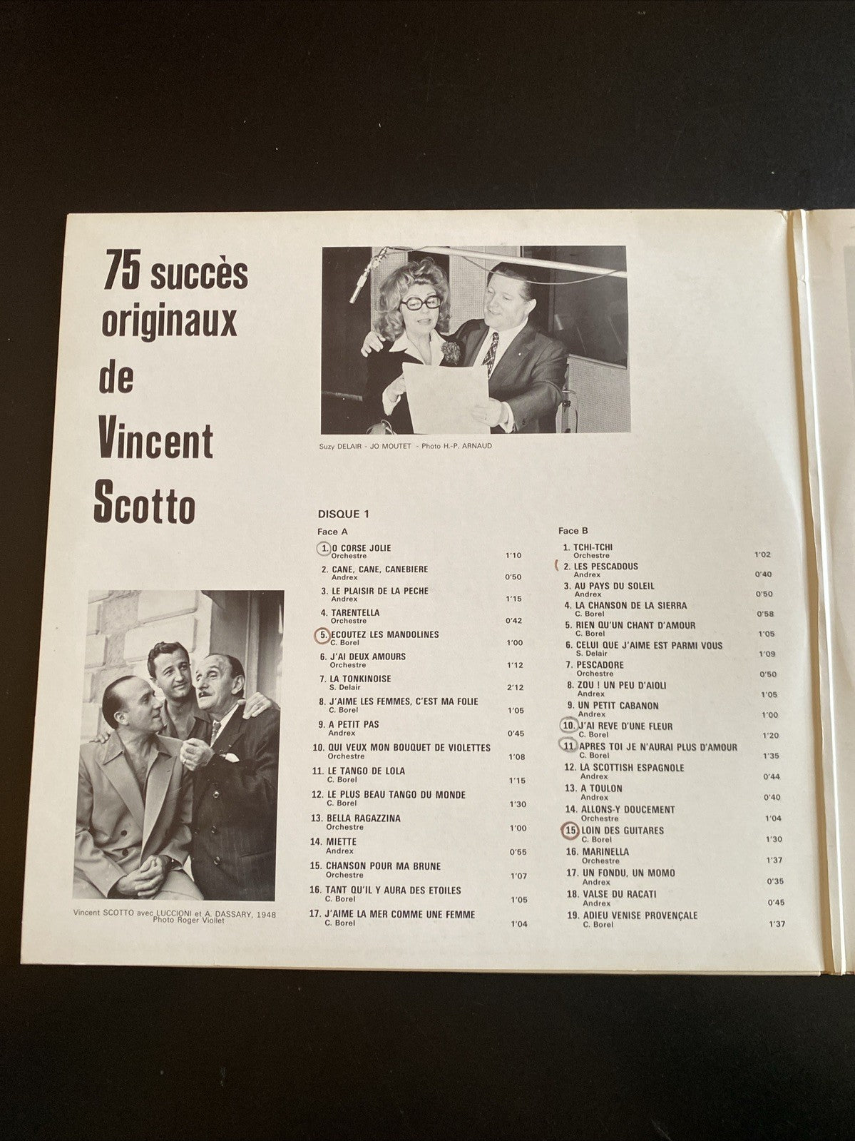 Vinyle 33T 75 succès originaux Vincent Scotto Suzy Delair