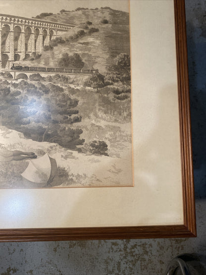 AQUEDUC DE ROQUEFAVOUR LITHOGRAPHIE XIX ème Siècle