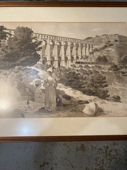 AQUEDUC DE ROQUEFAVOUR LITHOGRAPHIE XIX ème Siècle