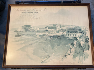 GRAVURE BAINS DES CATALANS MARSEILLE 1900
