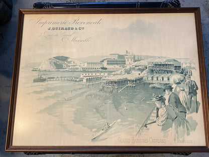 GRAVURE BAINS DES CATALANS MARSEILLE 1900