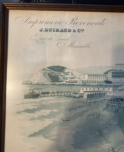 GRAVURE BAINS DES CATALANS MARSEILLE 1900