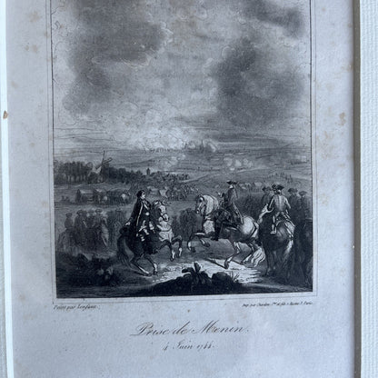 Gravure Prise De Menin Napoléon Peint Par Lenfant encadrement sous verre